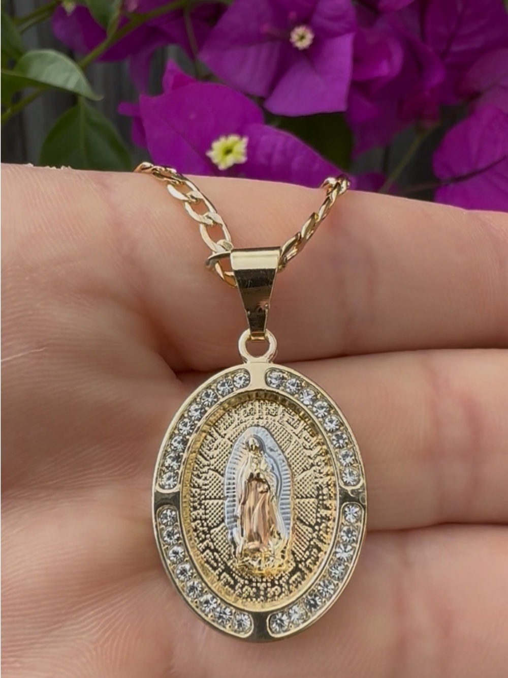 18k gold plated, chain with Our Lady of Guadalupe / Virgin Mary
